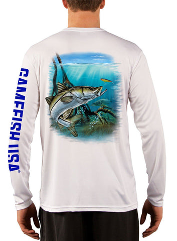 Image of Men's UPF 50 Long Sleeve Microfiber Moisture Wicking Performance Fishing Shirt Snook - Gamefish USA