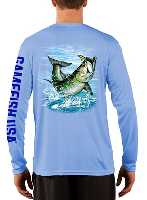 Men's UPF 50 Long Sleeve Microfiber Moisture Wicking Performance Fishing Shirt Tarpon