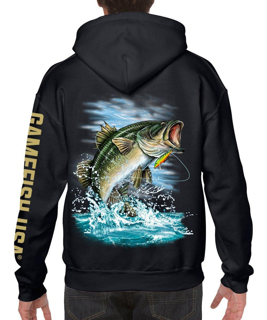 Pullover Fleece Hooded Fishing Sweatshirt Bass Fishing Hoodie